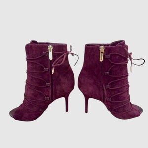 Sam Edelman Asher Wine Suede Ankle Lace Up Boots